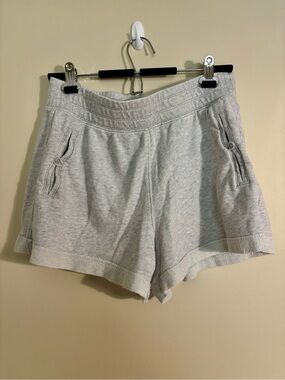 Aerie French Terry Button-Pocket Lounge Shorts light heather gray size M